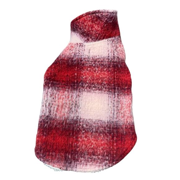 Friends Forever Dog Sz Medium Hood Jacket Coat Sweater Plaid Pup Fleece Red - Picture 10 of 11